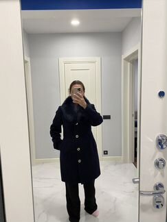 Пальто шерстяное зимнее с мехом