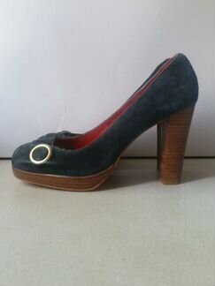 Замшевые туфли сине-бирюзово-серого цвета