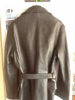 Куртка кожаная, двубортная, модель тренчкот