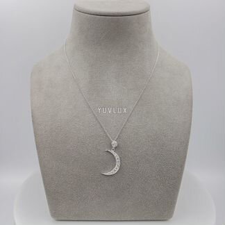 Золотая подвеска полумесяц с бриллиантами 0.51 ct