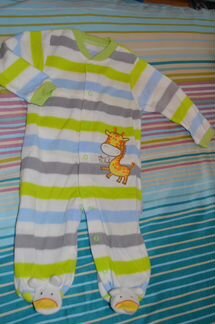 Новый флисовый комбинезон слип на кнопках Жирафик