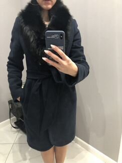 Пальто зимнее синее 40-42